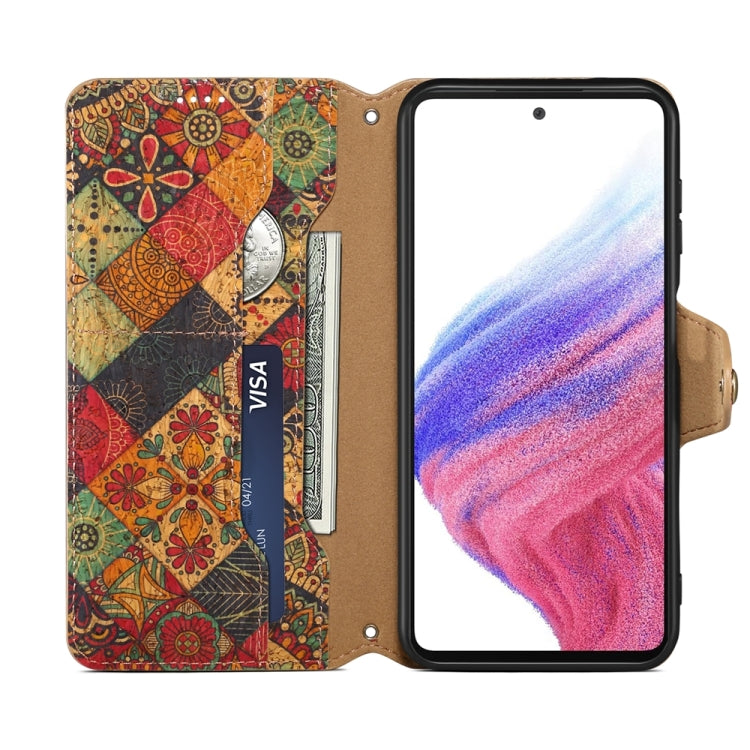 For Samsung Galaxy A24 5G Denior Flower Language Series Cork Fabric Oil Edge Leather Phone Case(Autumn) - Galaxy Phone Cases by Denior | Online Shopping South Africa | PMC Jewellery