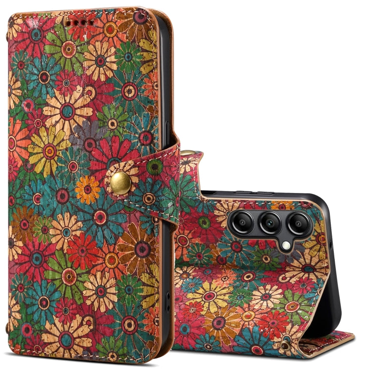 For Samsung Galaxy S24 5G Denior Flower Language Series Cork Fabric Oil Edge Leather Phone Case(Spring) - Galaxy S24 5G Cases by Denior | Online Shopping South Africa | PMC Jewellery | Buy Now Pay Later Mobicred