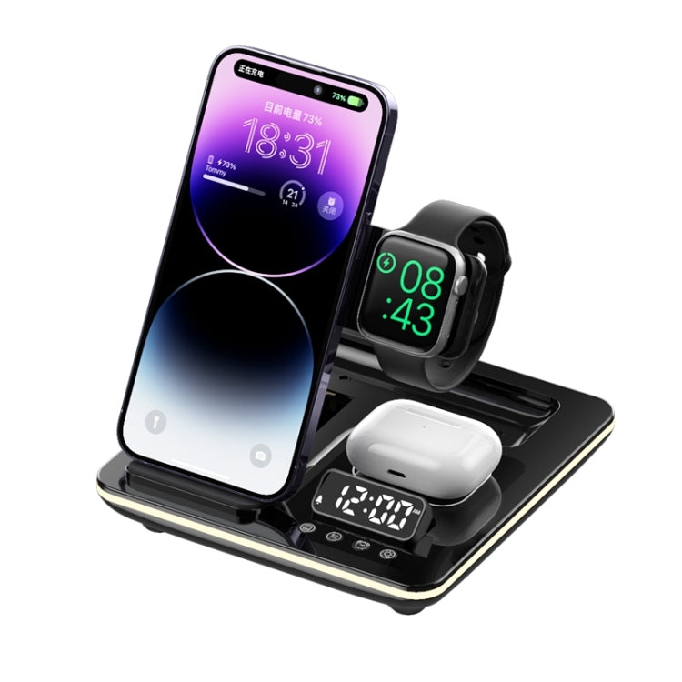 A93 15W 5 in 1 Multifunctional Foldable Wireless Charger Desktop Phone Stand(Black) - Wireless Charger by PMC Jewellery | Online Shopping South Africa | PMC Jewellery | Buy Now Pay Later Mobicred