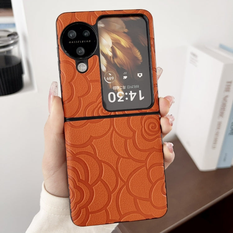 For OPPO Find N3 Flip Impression Flower Pattern Protective Phone Case(Orange) - Find N3 Flip Cases by PMC Jewellery | Online Shopping South Africa | PMC Jewellery | Buy Now Pay Later Mobicred