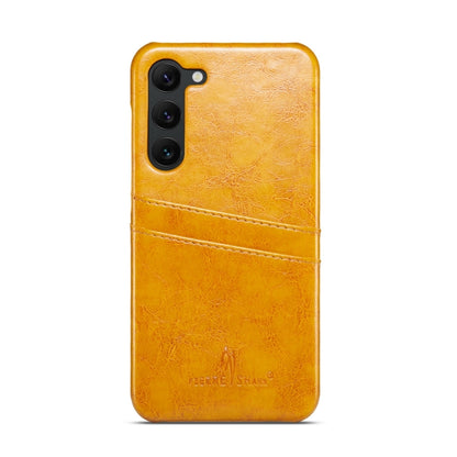 For Samsung Galaxy S24 5G Fierre Shann Oil Wax Texture Leather Phone Case with Card Slots(Yellow) - Galaxy S24 5G Cases by FIERRE SHANN | Online Shopping South Africa | PMC Jewellery | Buy Now Pay Later Mobicred