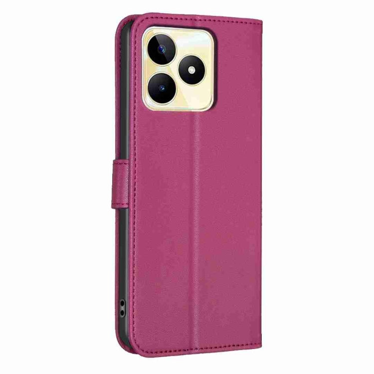 For Realme C53 Four-leaf Embossed Leather Phone Case(Rose Red) - Realme Cases by PMC Jewellery | Online Shopping South Africa | PMC Jewellery | Buy Now Pay Later Mobicred