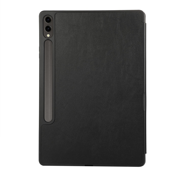 For Samsung Galaxy Tab S9 FE+ 3-Fold Pure Color TPU Leather Tablet Case with Pen Slot(Black) - Galaxy Tab S9 FE+ by PMC Jewellery | Online Shopping South Africa | PMC Jewellery