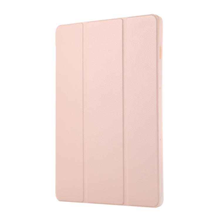 For Samsung Galaxy Tab S9 FE 3-Fold Pure Color TPU Leather Tablet Case with Pen Slot(Pink) - Galaxy Tab S9 FE by PMC Jewellery | Online Shopping South Africa | PMC Jewellery