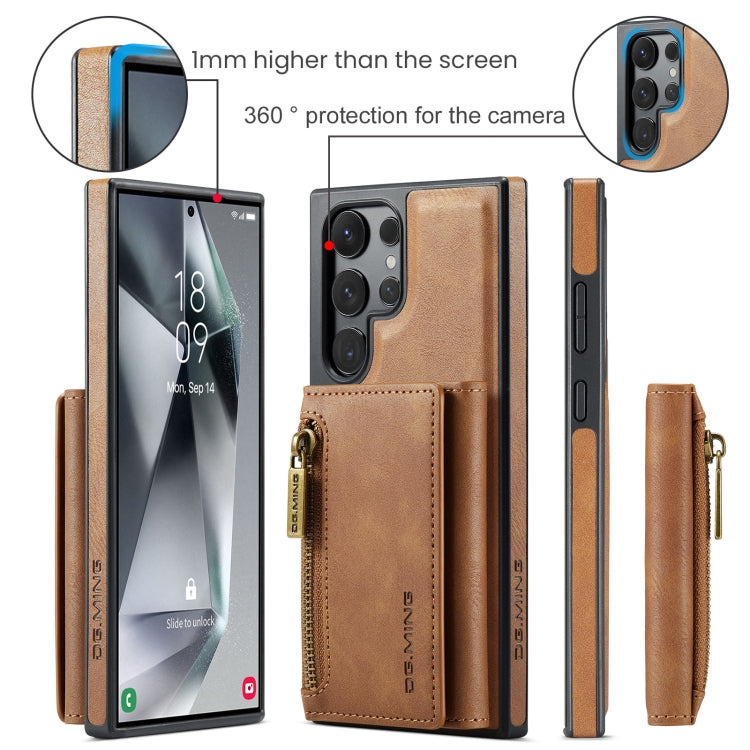 For Samsung Galaxy S24 Ultra 5G DG.MING M5 Series Zip RFID Multi Card Detachable Leather Phone Case(Brown) - Galaxy S24 Ultra 5G Cases by DG.MING | Online Shopping South Africa | PMC Jewellery | Buy Now Pay Later Mobicred