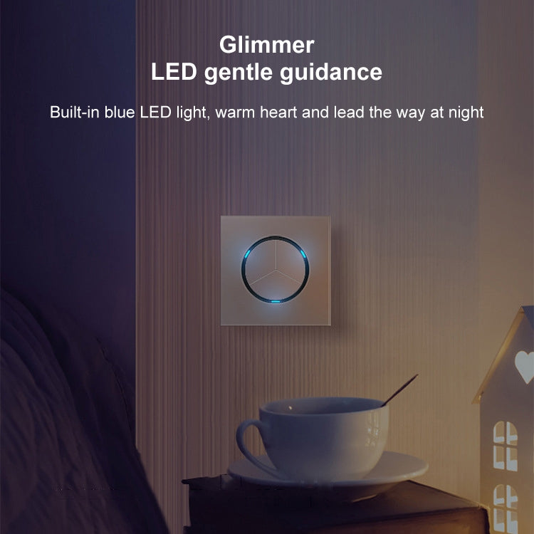86mm Round LED Tempered Glass Switch Panel, Gray Round Glass, Style:One Open Multiple Control -  by PMC Jewellery | Online Shopping South Africa | PMC Jewellery | Buy Now Pay Later Mobicred