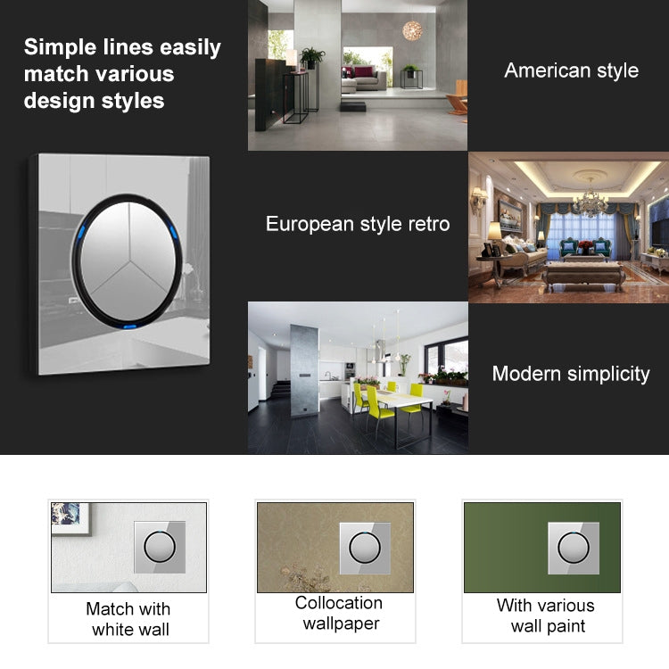 86mm Round LED Tempered Glass Switch Panel, Gray Round Glass, Style:Telephone Socket - Switch by PMC TechLife | Online Shopping South Africa | PMC TechLife | Buy Now Pay Later Mobicred