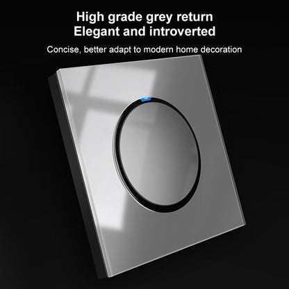 86mm Round LED Tempered Glass Switch Panel, Gray Round Glass, Style:Telephone-Computer Socket - Switch by PMC Jewellery | Online Shopping South Africa | PMC Jewellery | Buy Now Pay Later Mobicred