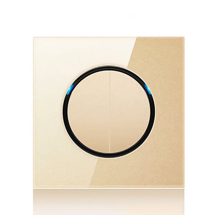 86mm Round LED Tempered Glass Switch Panel, Gold Round Glass, Style:Two Billing Control - Switch by PMC Jewellery | Online Shopping South Africa | PMC Jewellery | Buy Now Pay Later Mobicred