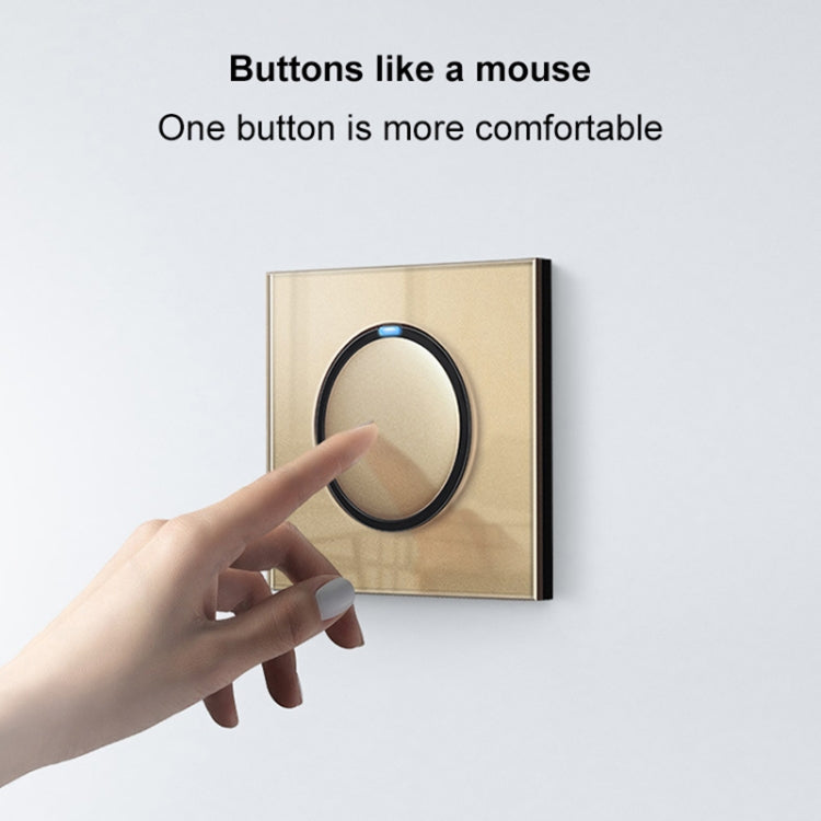 86mm Round LED Tempered Glass Switch Panel, Gold Round Glass, Style:Telephone-Computer Socket - Switch by PMC Jewellery | Online Shopping South Africa | PMC Jewellery | Buy Now Pay Later Mobicred