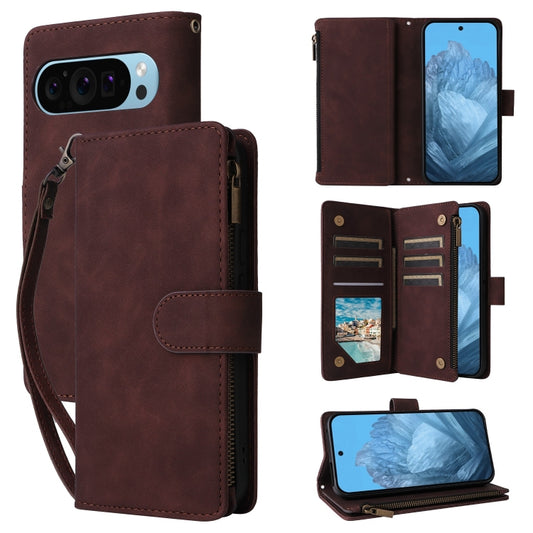 For Google Pixel 9 Multifunctional Multi-Card Wallet Phone Leather Case(Coffee) - Google Cases by PMC Jewellery | Online Shopping South Africa | PMC Jewellery | Buy Now Pay Later Mobicred