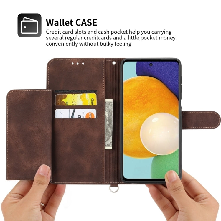 For Google Pixel 9 Skin-feel Flowers Embossed Wallet Leather Phone Case(Brown) - Google Cases by PMC TechLife | Online Shopping South Africa | PMC TechLife | Buy Now Pay Later Mobicred