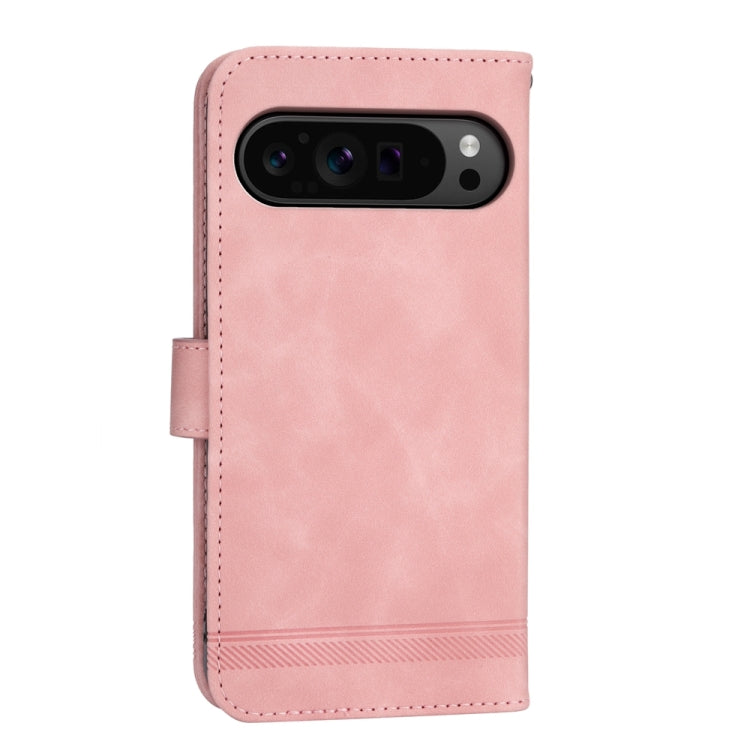 For Google Pixel 9 Pro Dierfeng Dream Line TPU Hybrid PU Leather Phone Case(Pink) - Google Cases by PMC TechLife | Online Shopping South Africa | PMC TechLife | Buy Now Pay Later Mobicred