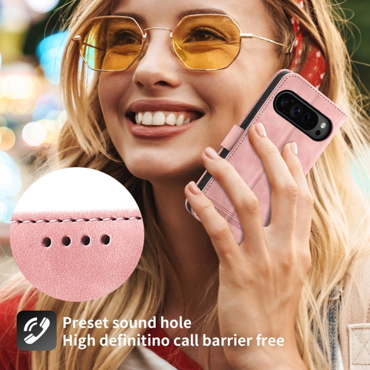 For Google Pixel 9 Pro Dierfeng Dream Line TPU Hybrid PU Leather Phone Case(Pink) - Google Cases by PMC TechLife | Online Shopping South Africa | PMC TechLife | Buy Now Pay Later Mobicred