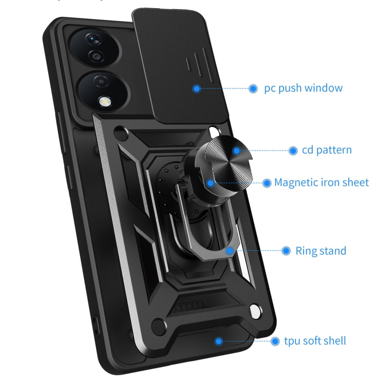For Honor X7b Sliding Camera Cover Design TPU+PC Phone Case(Gold) - Honor Cases by PMC TechLife | Online Shopping South Africa | PMC TechLife | Buy Now Pay Later Mobicred