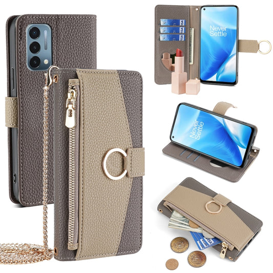 For OnePlus Nord N200 5G Crossbody Litchi Texture Leather Phone Case(Grey) - OnePlus Cases by PMC Jewellery | Online Shopping South Africa | PMC Jewellery | Buy Now Pay Later Mobicred