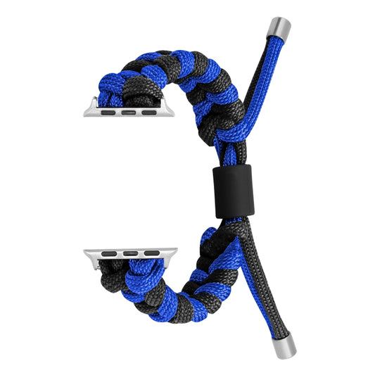 For Apple Watch Ultra 2 49mm Paracord Fishtail Braided Silicone Bead Watch Band(Black Blue) - Watch Bands by PMC Jewellery | Online Shopping South Africa | PMC Jewellery | Buy Now Pay Later Mobicred