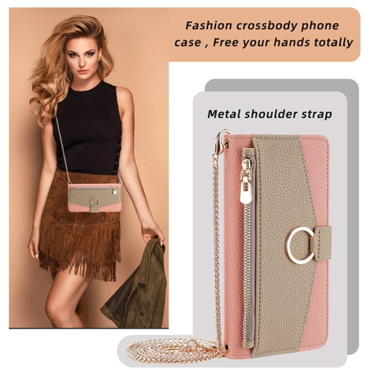 For Sharp Aquos R9 Crossbody Litchi Texture Leather Phone Case(Pink) - More Brand by PMC TechLife | Online Shopping South Africa | PMC TechLife | Buy Now Pay Later Mobicred