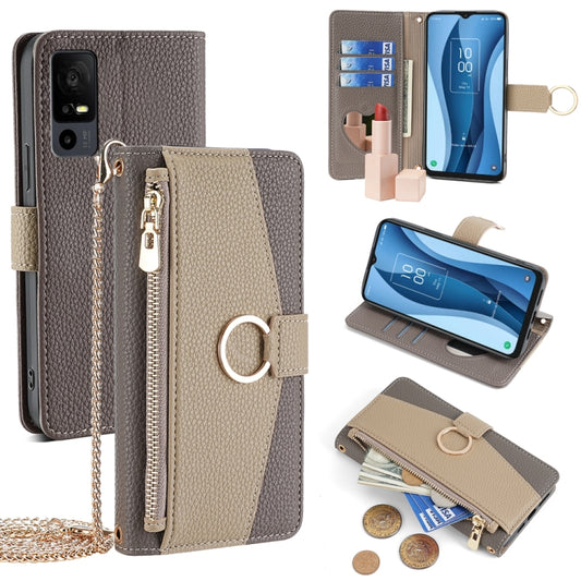 For TCL 40 XE 5G / 40 X 5G T601D Crossbody Litchi Texture Leather Phone Case(Grey) - More Brand by PMC Jewellery | Online Shopping South Africa | PMC Jewellery | Buy Now Pay Later Mobicred