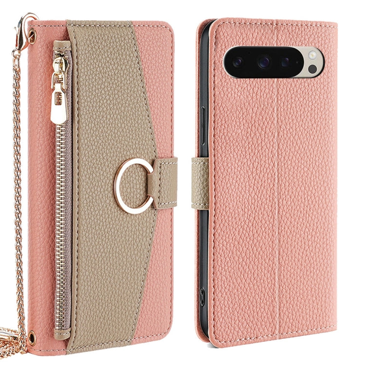 For Google Pixel 9 Crossbody Litchi Texture Leather Phone Case(Pink) - Google Cases by PMC TechLife | Online Shopping South Africa | PMC TechLife | Buy Now Pay Later Mobicred