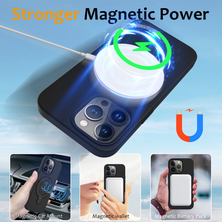 For iPhone 12 Pro Max MagSafe Magnetic Liquid Silicone Phone Case with Ring Holder(Black) - iPhone 12 Pro Max Cases by PMC Jewellery | Online Shopping South Africa | PMC Jewellery