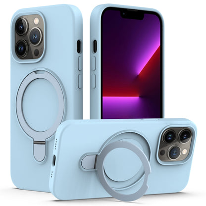 For iPhone 14 Pro Max MagSafe Magnetic Liquid Silicone Phone Case with Ring Holder(Sky Blue) - iPhone 14 Pro Max Cases by PMC Jewellery | Online Shopping South Africa | PMC Jewellery