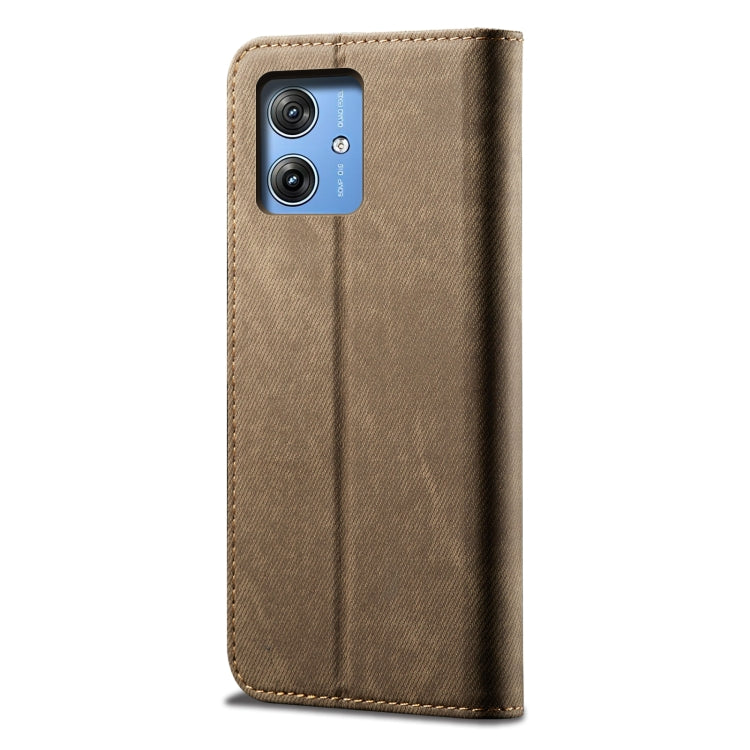 For Motorola Moto G54 5G Global Denim Texture Flip Leather Phone Case(Khaki) - free shipping - PMC TechLife - Order now!