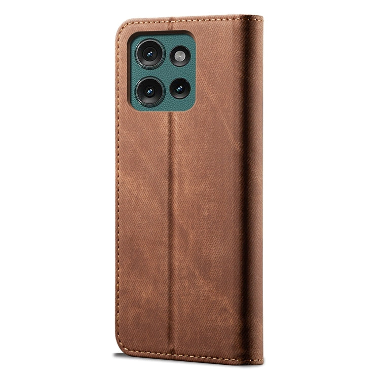 For Motorola Moto G75 5G Denim Texture Flip Leather Phone Case(Brown) - free shipping - PMC TechLife - Order now!