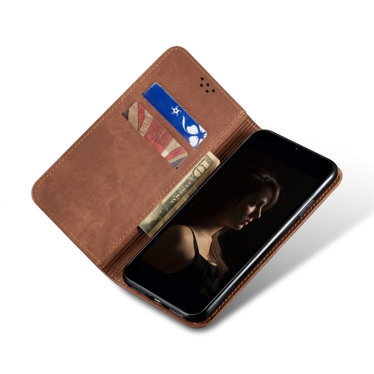 For Motorola Moto G75 5G Denim Texture Flip Leather Phone Case(Brown) - free shipping - PMC TechLife - Order now!