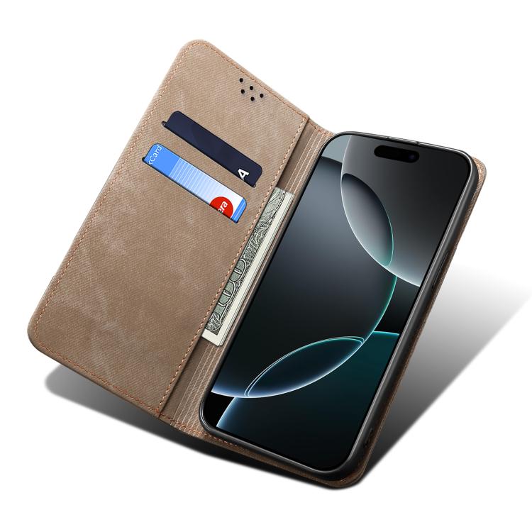 For Motorola Edge 60 Denim Texture Flip Leather Phone Case(Khaki) - free shipping - PMC TechLife - Order now!