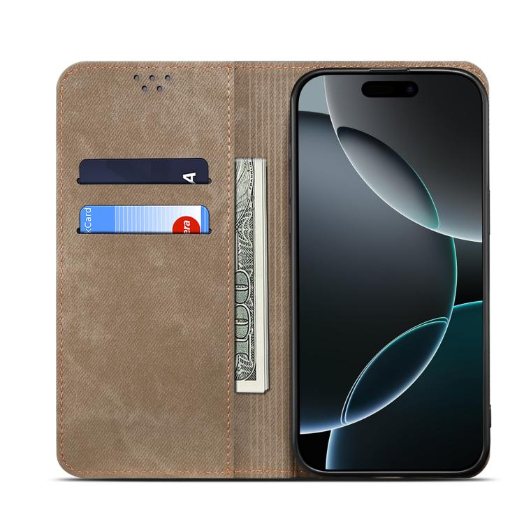 For Motorola Moto G56 5G Denim Texture Flip Leather Phone Case(Khaki) - free shipping - PMC TechLife - Order now!