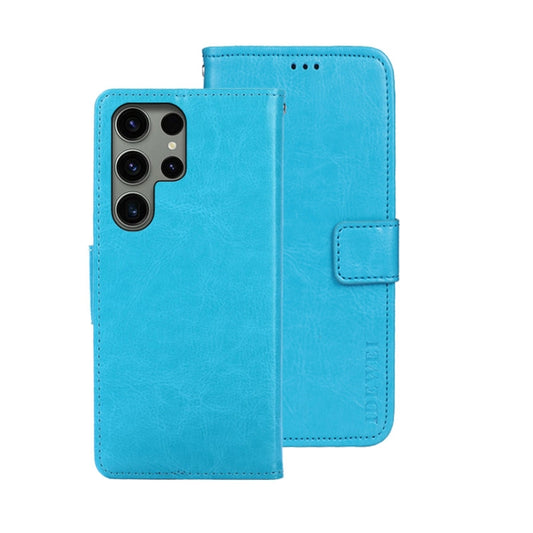 For Samsung Galaxy S24 Ultra 5G idewei Crazy Horse Texture Leather Phone Case(Sky Blue) - Galaxy S24 Ultra 5G Cases by idewei | Online Shopping South Africa | PMC Jewellery | Buy Now Pay Later Mobicred