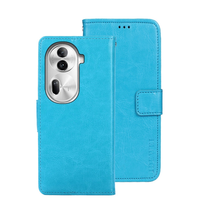 For OPPO Reno11 Pro 5G Global idewei Crazy Horse Texture Leather Phone Case with Holder(Sky Blue) - Reno11 Pro Cases by idewei | Online Shopping South Africa | PMC Jewellery | Buy Now Pay Later Mobicred