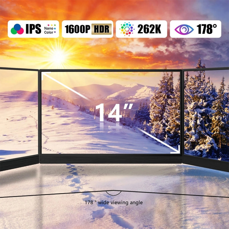 14 inch HDR 2560x1600P IPS Screen Portable Monitor(US Plug) - LCD Monitors by PMC TechLife | Online Shopping South Africa | PMC TechLife | Buy Now Pay Later Mobicred