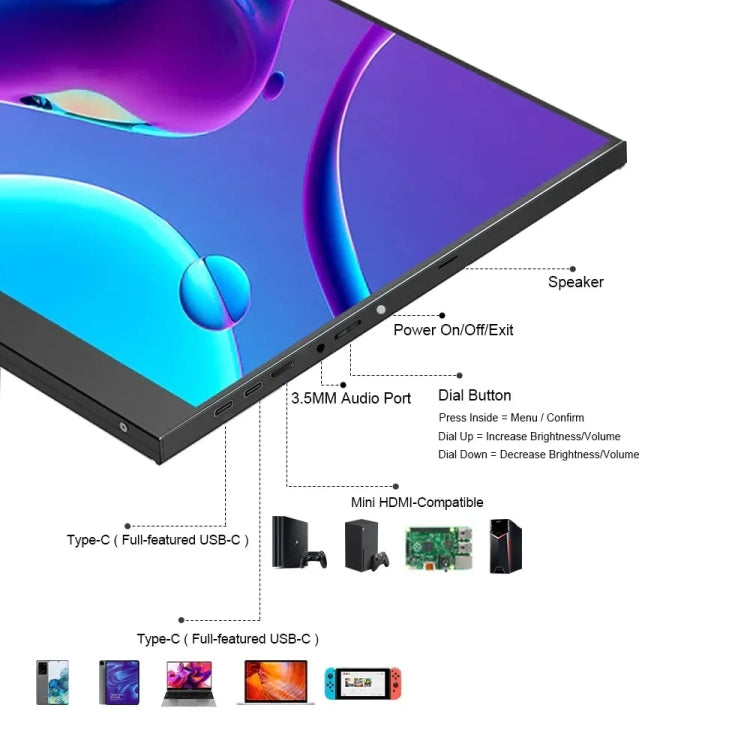 18 inch HDR 2560x1600P IPS Screen Portable Monitor(EU Plug) - LCD Monitors by PMc TechLife | Online Shopping South Africa | PMc TechLife | Buy Now Pay Later Mobicred