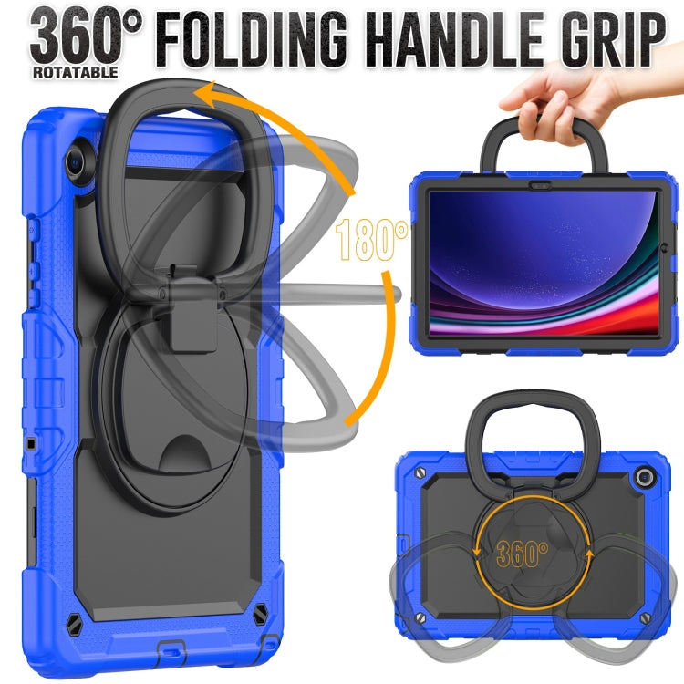 For Samsung Galaxy Tab A9+ Handle Silicone Hydric PC Tablet Case with Shoulder Strap(Dark Blue) - Galaxy Tab A9+ by PMC Jewellery | Online Shopping South Africa | PMC Jewellery