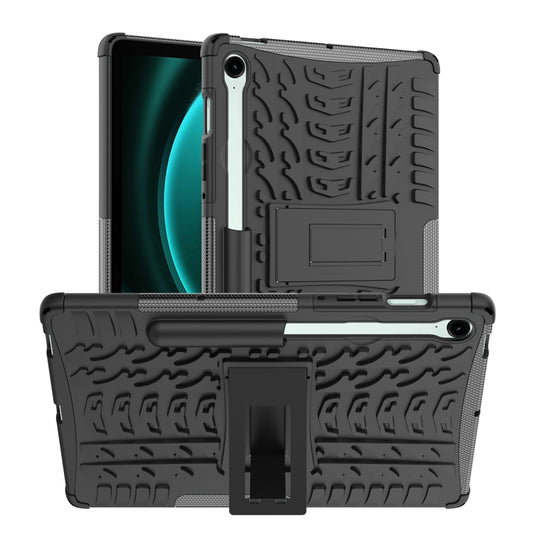 For Samsung Galaxy Tab S9 FE Tire Texture TPU + PC Tablet Case with Holder(Black) - Galaxy Tab S9 FE by PMC Jewellery | Online Shopping South Africa | PMC Jewellery | Buy Now Pay Later Mobicred