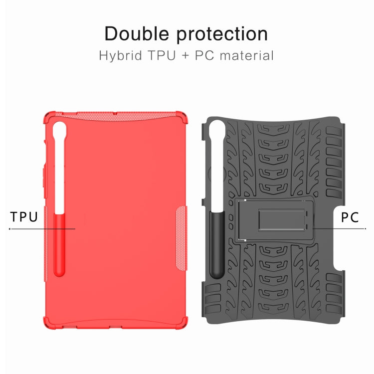 For Samsung Galaxy Tab S9 FE Tire Texture TPU + PC Tablet Case with Holder(Black) - Galaxy Tab S9 FE by PMC Jewellery | Online Shopping South Africa | PMC Jewellery | Buy Now Pay Later Mobicred