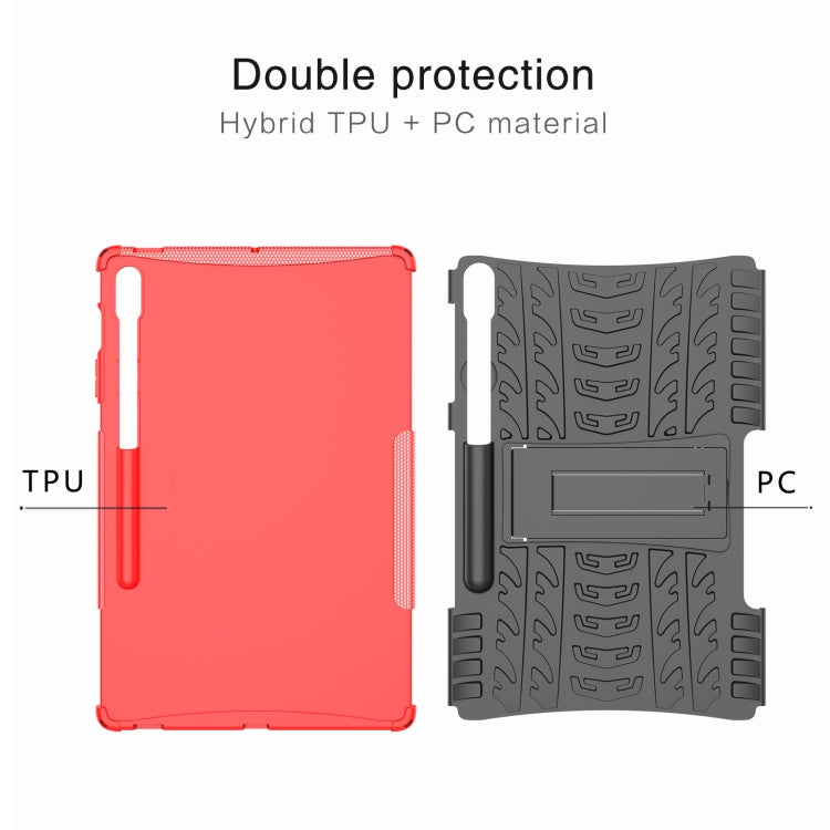 For Samsung Galaxy Tab S9 FE+ Tire Texture TPU + PC Tablet Case with Holder(Green) - Galaxy Tab S9 FE+ by PMC Jewellery | Online Shopping South Africa | PMC Jewellery | Buy Now Pay Later Mobicred