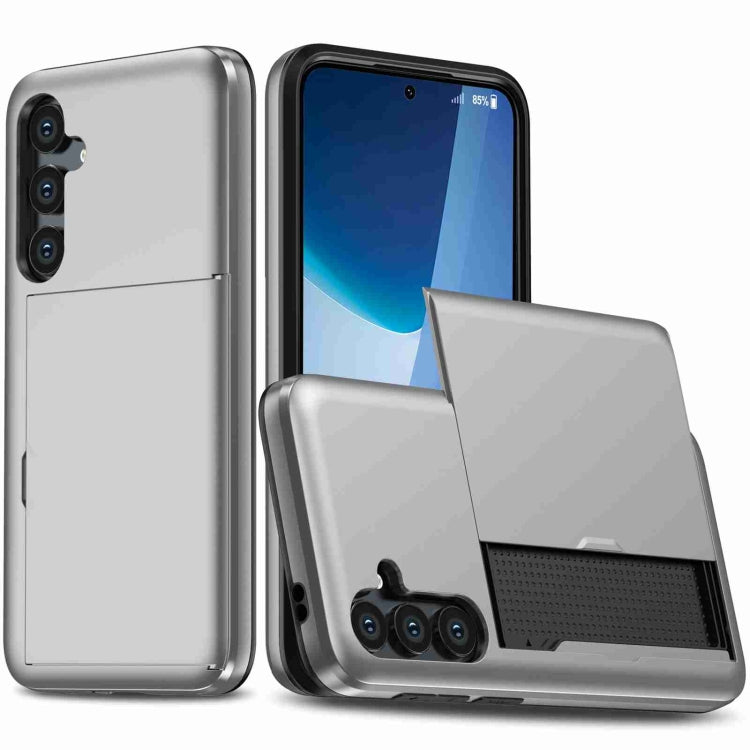 For Samsung Galaxy S24+ 5G Shockproof Armor Phone Case with Card Slot(Silver) - Galaxy S24+ 5G Cases by PMC TechLife | Online Shopping South Africa | PMC TechLife