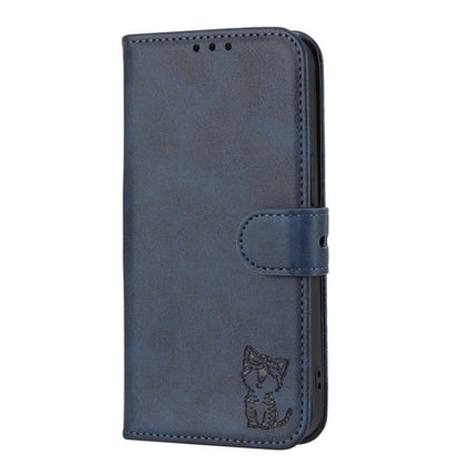 For Google Pixel 9 Pro Embossed Happy Cat Pattern Flip Leather Phone Case(Blue) - Google Cases by PMC Jewellery | Online Shopping South Africa | PMC Jewellery | Buy Now Pay Later Mobicred