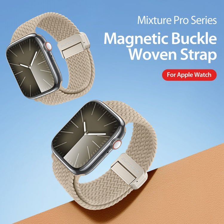 For Apple Watch Series 7 41mm DUX DUCIS Mixture Pro Series Magnetic Buckle Nylon Braid Watch Band(Beige) - Watch Bands by DUX DUCIS | Online Shopping South Africa | PMC Jewellery | Buy Now Pay Later Mobicred