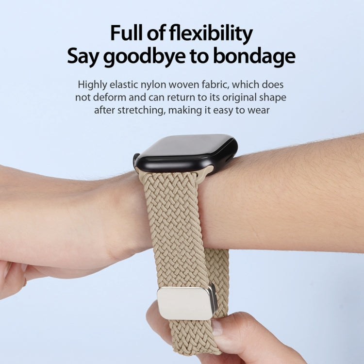 For Apple Watch Series 7 45mm DUX DUCIS Mixture Pro Series Magnetic Buckle Nylon Braid Watch Band(Beige) - Watch Bands by DUX DUCIS | Online Shopping South Africa | PMC Jewellery | Buy Now Pay Later Mobicred