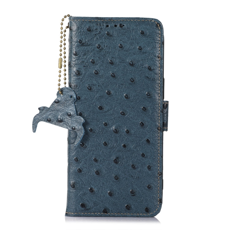 For Honor X5 Plus Ostrich Pattern Genuine Leather RFID Phone Case(Blue) - Honor Cases by PMC TechLife | Online Shopping South Africa | PMC TechLife | Buy Now Pay Later Mobicred