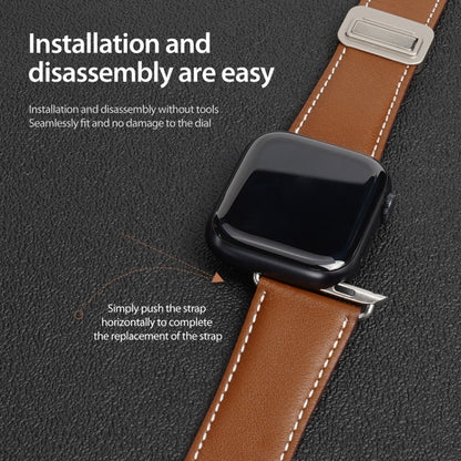 For Apple Watch SE 2023 40mm DUX DUCIS YA Series Magnetic Buckle Genuine Leather Watch Band(Brown) - Watch Bands by DUX DUCIS | Online Shopping South Africa | PMC Jewellery | Buy Now Pay Later Mobicred