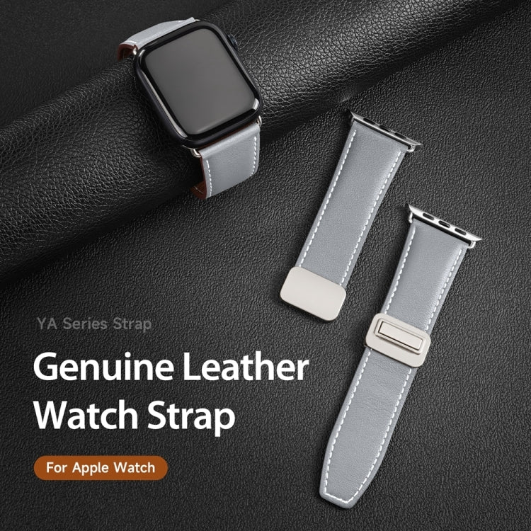 For Apple Watch SE 2023 40mm DUX DUCIS YA Series Magnetic Buckle Genuine Leather Watch Band(Grey) - Watch Bands by DUX DUCIS | Online Shopping South Africa | PMC Jewellery | Buy Now Pay Later Mobicred