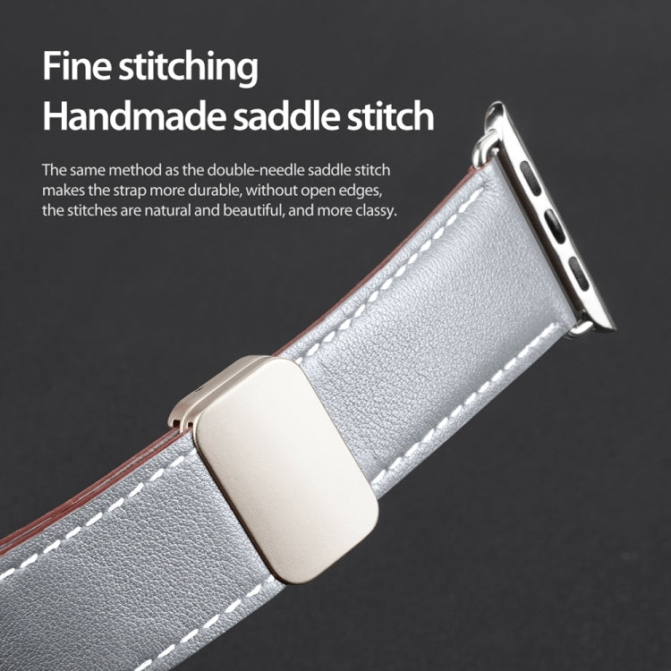 For Apple Watch SE 2023 40mm DUX DUCIS YA Series Magnetic Buckle Genuine Leather Watch Band(Grey) - Watch Bands by DUX DUCIS | Online Shopping South Africa | PMC Jewellery | Buy Now Pay Later Mobicred