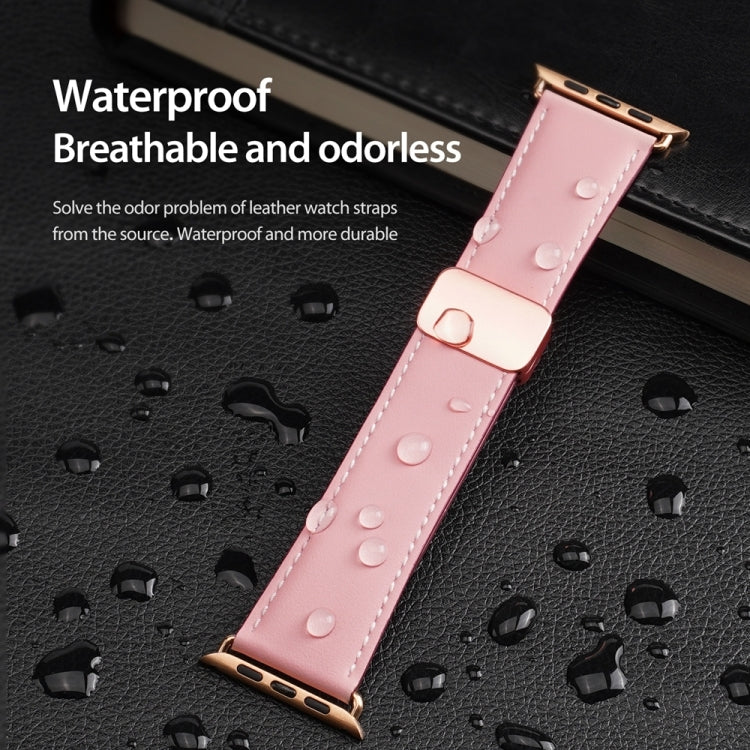 For Apple Watch Ultra 2 49mm DUX DUCIS YA Series Magnetic Buckle Genuine Leather Watch Band(Pink) - Watch Bands by DUX DUCIS | Online Shopping South Africa | PMC Jewellery | Buy Now Pay Later Mobicred