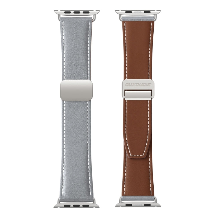 For Apple Watch Series 9 45mm DUX DUCIS YA Series Magnetic Buckle Genuine Leather Watch Band(Grey) - Watch Bands by DUX DUCIS | Online Shopping South Africa | PMC Jewellery | Buy Now Pay Later Mobicred