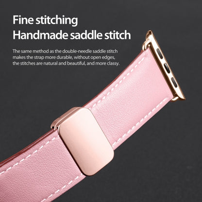 For Apple Watch Series 9 41mm DUX DUCIS YA Series Magnetic Buckle Genuine Leather Watch Band(Pink) - Watch Bands by DUX DUCIS | Online Shopping South Africa | PMC Jewellery | Buy Now Pay Later Mobicred